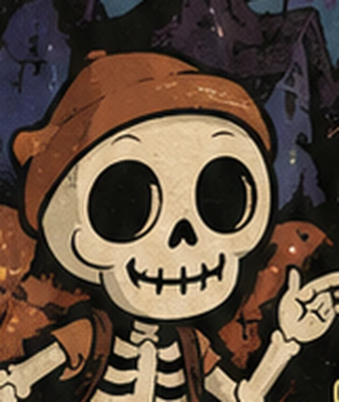 Illustrated friendly Halloween skeleton